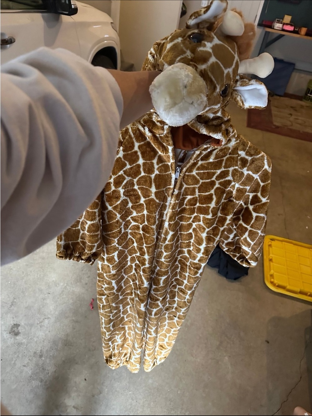 Giraffe Plush Hooded Onesie Jumpsuit - Brown & Cream